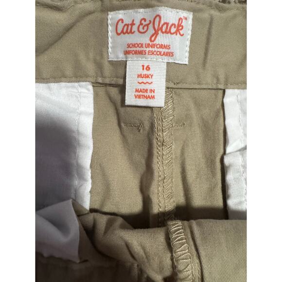 Khaki Chino Flat Front Boys Husky Size 16 Uniform Shorts - Picture 3 of 3